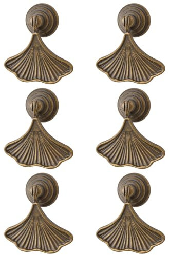 MOROBOR Ginkgo Leaf Shape Knob Handles, 6 PCS Drop Pendant Pull Handle,Hardware Drawer Single Hole Handle for Wardrobe Cupboard Closets Cupboard(Yellow Bronze)