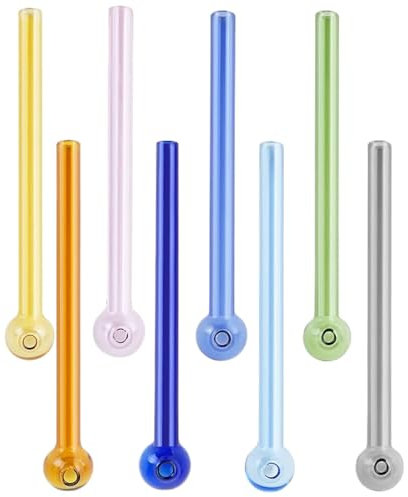 Pajita Antiarrugas,8 pajitas de Vidrio de 4 Pulgadas,novedosas pajitas de Vidrio Resistentes a roturas,pajitas de Leche,Reutilizables,aptas para lavavajillas para Jugo,café,cócteles,limonadas