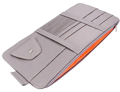 ETHZZLE Organizer Car Gadget Car Truck Suv Sun Visor Case Bag Insurance Sun Visor Storage Bag Cellphone Holder for Car Kick Stand for Phone Auto Glasses Clip Cell Phone Travel Pu Leather
