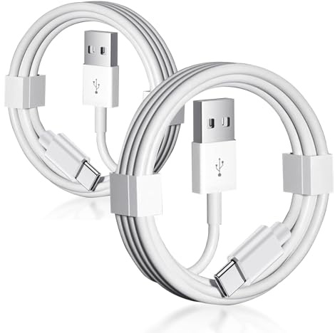 2 Pack 6ft 15 Car Data Cord USB A to USB C Cable for iPhone 16 17 Air 15/16 15 Pro Max 15 Plus iPad 10th Gen iPad Pro 12.9/11 iPad Air 5th/4th Gen Mini 6th Gen Charger CarPlay Charging Cable White