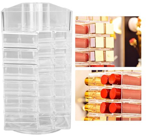 Lippenstift-Organizer, Kosmetik-Lippenstift-Tower, Lipgloss-Organizer, Lipgloss-Halter, 360 Grad drehbares Display, 53 Fächer, große Kapazität, Lipgloss-Aufbewahrung, Organizer, transparent