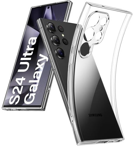 DOSMUNG Coque pour Samsung Galaxy S24 Ultra (6,8 Pouces), Housse en Silicone Souple Flexible [Anti-Chocs] [Anti-Rayures] - Transparent