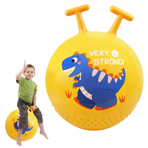 IUKUNNE Hüpfball für Kinder, Aufblasbarer Sprungball mit Griff, Belastbarkeit 80 KG, Dinosaurier Design, Inklusive Ball und Luftpumpe, Für Kinder ab 3 Jahren