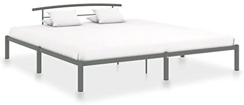 THOYTOUI Bettgestell, Bett Betten Bettsystem Metallbett Geeignet für Hotel Schlafzimmer Mehrbettzimmer Gästezimmer Grau Metall 180x200 cm
