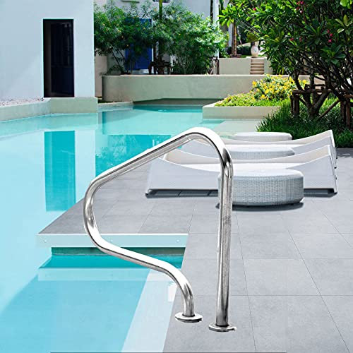 ENIUJUXA Pool-Handlauf, Schwimmbad-Handlauf, Griff-Pool-Geländer 80 x 80 cm, Leiter-Stufen-Handlauf für den Einstieg in den Pool