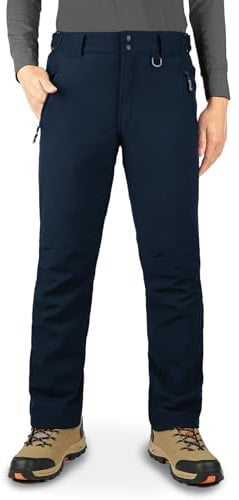 33,000ft Men's Waterproof Trousers Warm Fleece Lined Ski Snow Pants Thermal Softshell Trousers for Golf Hiking Walking Dark Blue 30W/30L