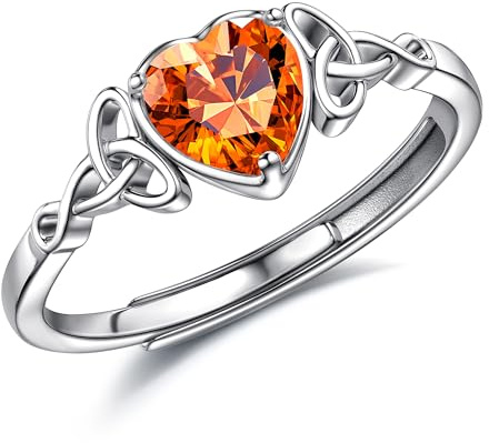 JeweBella Ring Silber 925 Damen Verstellbarer Herz Geburtsstein Keltischer Knoten Ringe Frauen Verlobungsring Eheringe Fingerring Trauringe Engagement Promise Ring Damen Ring Schmuck mit Geschenkbox