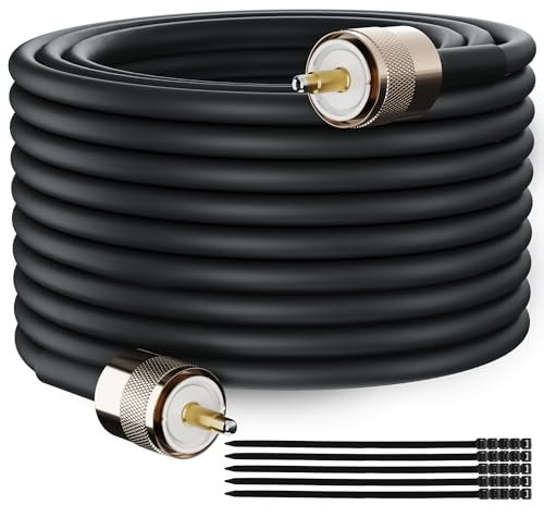 Elecan Cavo coassiale CB per radio Ham, 50 Ohm, RG58, 6 m, UHF maschio PL-259, cavo coassiale digitale a bassa perdita UHF per analizzatore antenna, misuratore SWR, HF/VHF, carico fittizio