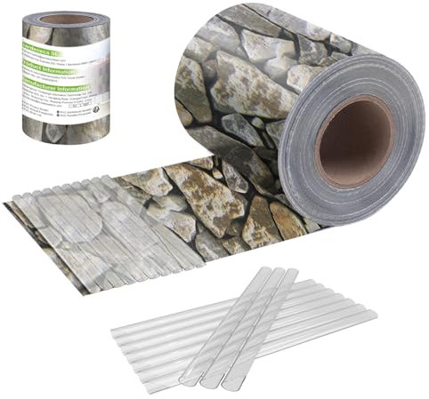 Sunnylaxx 35m x 19cm PVC privacidad Valla Tiras de Malla de Protectora Pantalla para Exterior Jardin, Terraza, 20 Clips de fijación, Piedra