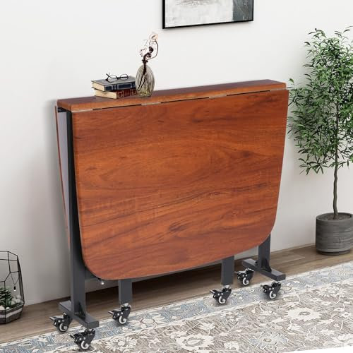 Hanmorfarbi Dreifach Klappbarer, Mobiler Esstisch FüR Den Hausgebrauch Mit Sechs Rollen, 100 Kg Tragkraft, 120 X 80 cm GroßE Tischplatte, Multifunktionaler Tisch