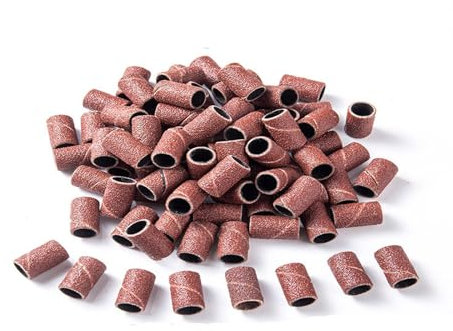 100 PCS Nail Sanding Bands, Grit Sanding Sleeves, 180# Grit Nail Files, Sanding Caps, for 3/32 Shank Inch Nail Drill Bits, for Manicure Nail Care Nail Design