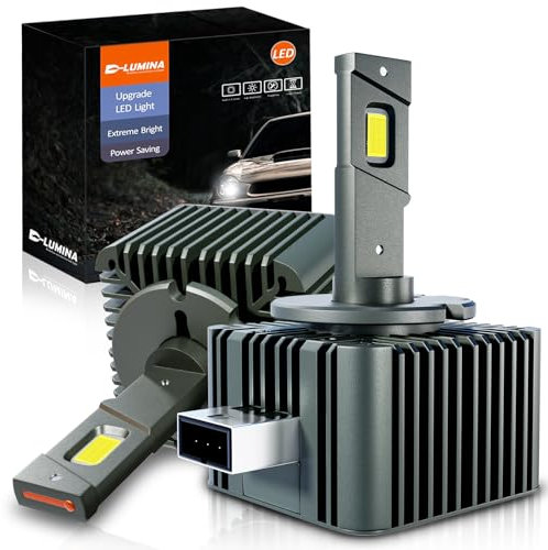 D-Lumina Lampadina D3S LED per Fari Anti-Errore,Canbus D3R D3C, Aggiorna e Sostituisci la Lampada Allo Xeno HID,50W 12000LM D8S LED Lampadine Auto 6500K,Spina e Uso,Confezione da 2