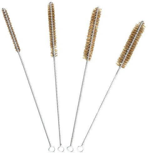 4 Stück Messingrohrreinigungsbürste, Messingdraht Rohrbürsten 6-12mm Messing Drahtbürste Set, Stahlbürste, Messingbürste Set, Reinigungsbürsten mit langem Griff für Rohrrohr Zylinder(6/8/10/12mm)