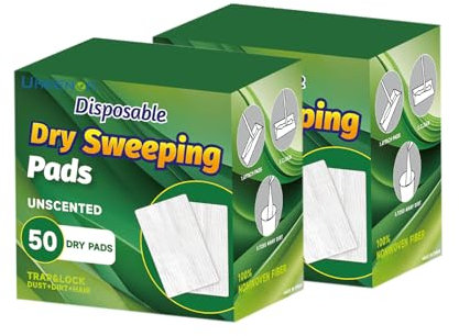 UKEENOR Dry Mop Refills 100 Counts Disposable Dusting Cloths Dry Sweeping Refills Dry Duster Cloths Mop Pads Floor Cloth Refills Electrostatic Cloths 7.8x11.8 Extra Thick Box Packig