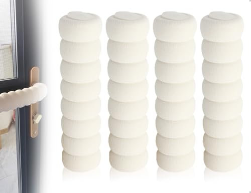 Emezddo 4 Stück Türklinkenpuffer,Schaumstoff Türgriff-Schutz,türklinken stopper,Griff-Abdeckungen,Zum Schutz Von Zimmertüren Wänden Und Möbeln(Weiß)