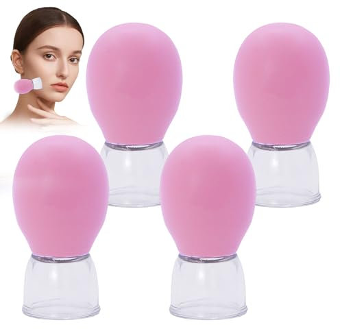 Schröpfgläser Silikon Rosa 4 Stück Schröpfen Gesicht, 3 X 5.5cm Cupping Set Schröpfglas Hautstraffung, geeignet für Gesichtsmassage Körperentspannung und Schmerzlinderung