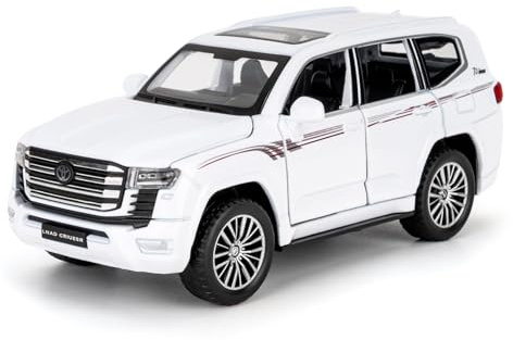 BGHSCA 1/32 Kompatibel mit Landcruiser LC300 Modellauto, Spielzeugauto aus Aluminium mit Sound und Licht für Kinder, Jungen, Mädchen und Erwachsene, Geburtstagsgeschenk (Weiß)