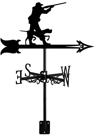XACCBBA Veleta de Cazador y Perro con Soporte para Techo, indicador de dirección del Viento para Granjas, Jardines de Caza, Decoraciones metálicas, Cazador (Cazador)