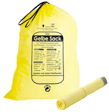 ARLI 260x Gelber Sack Säcke mit praktischem Zugband 90L HDPE Müllsäcke gelb/transparent Duales System Wertstoffsack 620x880 mm 15µ (20 Rollen je 13 Stück)