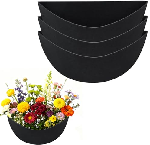 FOCCTS 14 Inch Half Round Planter Liners Fabric Plant Liners Half circle Flower Basket Liners Replacement Felt Liner Coconut Liners Alternative for Wall Hanging Basket Planter 3PCS
