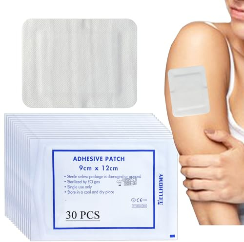 NELLHOMY 30 Stück Wundpflaster Steril 12x9cm Steriler Wundverband | Atmungsaktive Vliesstoff Pflaster für Wund,Schmerzfrei zu Entfernen,Einzeln verpackt