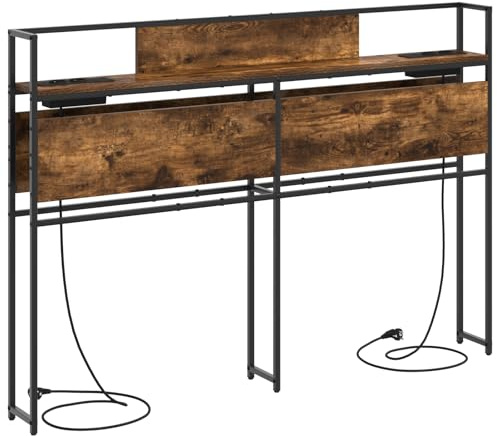 vidaXL Stauraum-Kopfteil mit Regal Räuchereiche 140 cm Holzwerkstoff, Geräumiges Stauraum-Kopfteil, Moderne Schlafzimmermöbel, praktischer Organizer, platzsparendes Bett mit anpassbarem Design