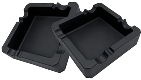 SOQKEEN Cigar Ashtray 2 Pack, Silicone Outdoor Ashtray with 8 Holders | Drop Resistant, Non Slip Base, Fits Multiple Cigar Sizes, Protects Furniture Surfaces, Quick Rinse Cleaning