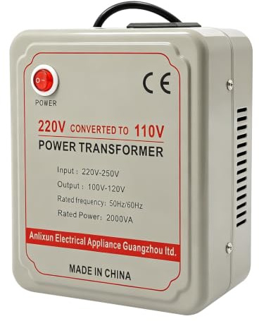 Transformador de tensión 220-250 V a 110-120 V, transformador de corriente, 2000 VA, convertidor