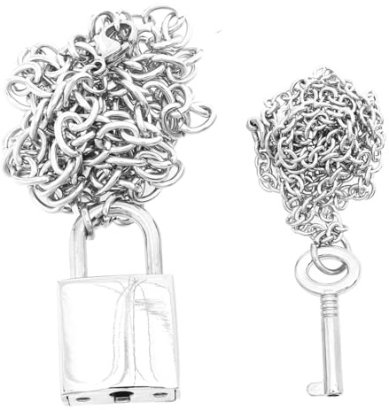 Yardwe 2 pezzi Collana Uomo Donna Punk in Metallo con Ciondolo Lucchetto e Chiave Catena Clavicola Unisex Gioielli Originali per Regalo Compleanno e Occasioni Speciali