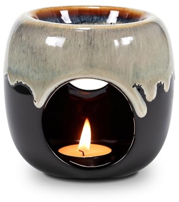 Duftlampe für Ätherische öle Teelicht, Duftlicht Lampe für Duftöl und Duftwachs, Stövchen für ätherische Öle, Aromalampe aus Keramik für