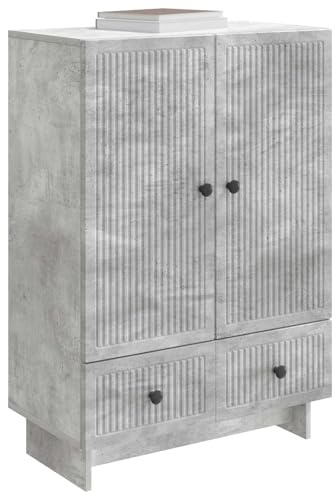 vidaXL Sideboard Betongrau 66 x 34,5 x 95 cm Holzwerkstoff, Stylische Wohnzimmereinheit, Vintage-Speicherschrank mit Schubladen, funktionale Anrichte, Holzdisplay Möbel