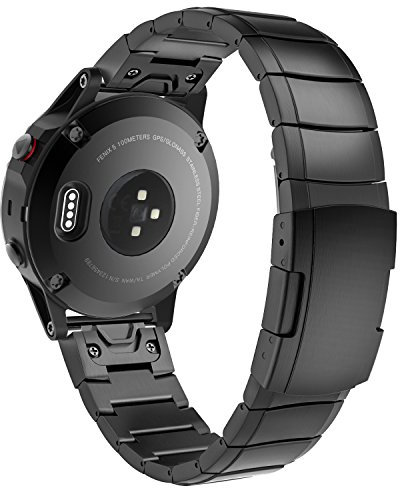 MoKo Armband Kompatibel mit Garmin Fenix 7/6/6 Pro/5/5 Plus/Epix Gen 2/Forerunner 945/935/Approach S62/S60/Instinct 2/MARQ, 22mm Quick Fit Edelstahl Uhrenarmband Gliederarmband Ersatzarmband, Schwarz