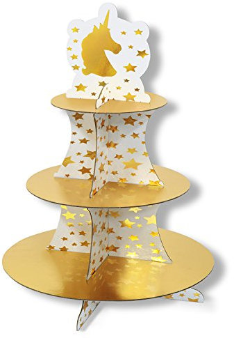 Generique - Alzata per Cupcakes unicorni Oro