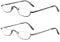 KoKoBin 2-Pack Half Frame Reading Glasses Spring Hinges for Men Women Slim Half Moon Lens Readers Metal Semi Rimless Eyewear +2.5