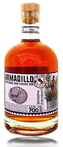 Armadillo French Oak, Pure Single Barrel Rum, 40% Alkohol, handgefertigt aus Paraguay, gereift auf natürlicher Eiche, Craft-Rum, ohne Zusatzstoffe (1 x 0.7 l)