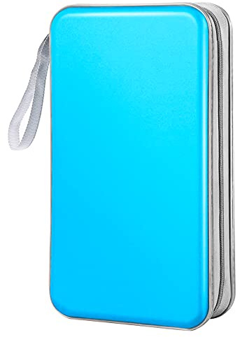 Bivisen CD Case Wallet, 80 Capacity DVD VCD Media Blu-ray Case Wallet Holder Storage Organizer (Sky Blue)