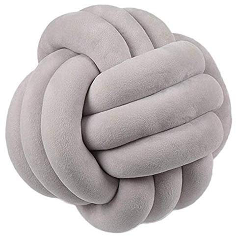 Hava Kolari Knot Kopfkissen Knotenkissen Plüsch Kissen Weiche Geknotetes Kissen Knoten Ball Kissen Dekor Bett Zimmer (20cm,Grau)
