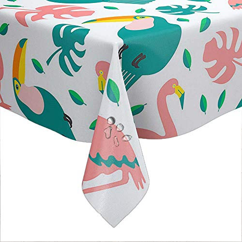 FANSU Tischdecke Wasserabweisende, Abwaschbar Garten Tischdecke Rechteckig Abwischbare Wachstuch Desktop Dekorative Tuch Hotel Bankett Party (Rosa Flamingo,60x60cm)