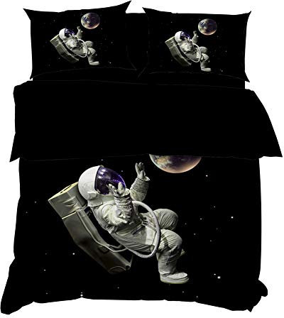 AYMAING Bettbezug Set 3D Galaxy Sternenhimmel Universum Mond Duvet Quilt Und Kissenbezug 135x200cm für Kinder, Jungen, Mädchen Bettwäsche-Set