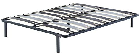 King of Dreams Patrick - Solide et Confortable Sommier Cadre a Lattes + Pieds 140x190 x 29 cm en Metal - 2 x 9 Larges Lattes de 12,5 cm - Montage Rapide et Facile - epaisseur du Metal +/- 1,2 mm
