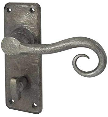 JEDO Hand Forged Pewter Bathroom Door Handle Chester 150mm x 50mm Back Plate