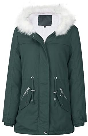 YYNUDA Cappotto invernale da donna, parka caldo, imbottito, con pelliccia, cappuccio in cotone