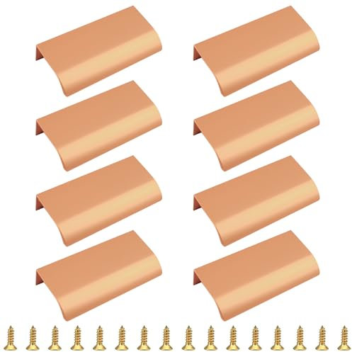 MOROBOR 8 Stück moderner Stil, Fingerkantengriff, verdeckter Griff, Schubladengriffe, Aluminiumlegierung, unsichtbarer Griff, Kleiderschrankgriff für Schrank-Hardware-Schublade, 80 mm/Kupfer