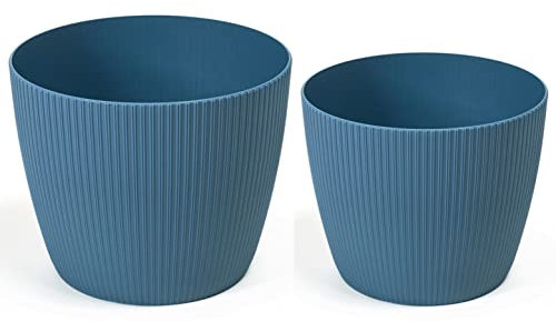 MELTOM Pot de fleurs rond - Structure décorative - Set 2 : XL + XXL - Bleu