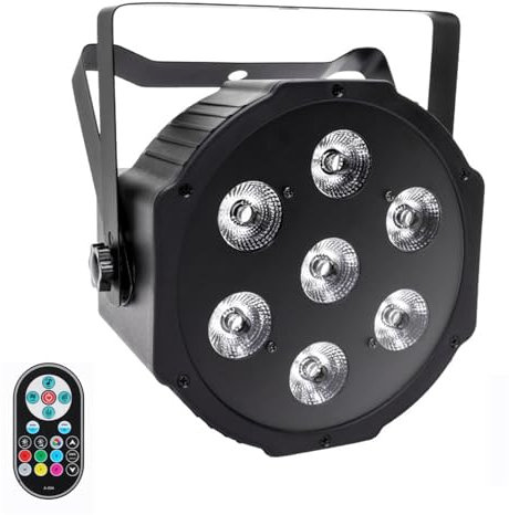 SEBRUANC RGBW LED Par Lichter, 7LED Bühnenlicht DMX Strahler Discolicht mit Fernbedienung 8 Modi Partylicht für DJ Bar Hochzeit Weihnachten Haloween Beleuchtung