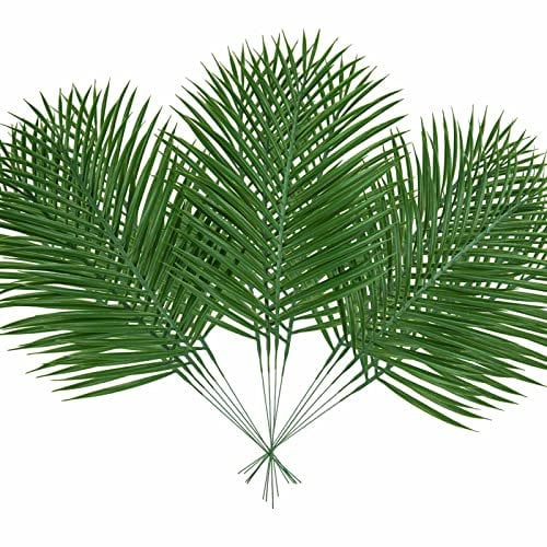 Ruidazon Künstliche Palmenblätter, 51.8 cm, für den Außenbereich, künstliche Palmenwedel, künstliche tropische Palmenblätter, für Palmen, Sonntag, Blumenarrangement, Hochzeit, Dekoration, 14 Stück