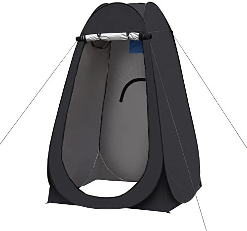 TUKAILAI Tente de Toilette Pop Up Camping Anti-UV, Tente de Douche Portable pour Plage Pêche Randonnée Bain L'extérieur, avec Un Sac de Transport 120 x 120 x 190 cm, Noir