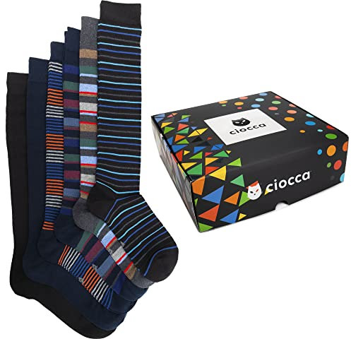 Ciocca Calze Uomo Lunghe Fantasia Caldo Cotone Morbide e Confortevoli - Confezione 3/6 Paia Autunno Inverno [BOXCW6_RIG_11_1]