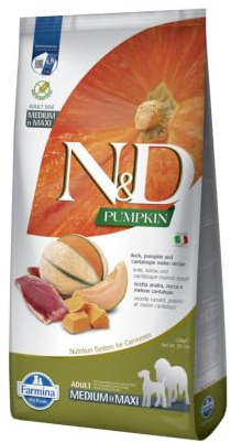 Farmina N&D Pumpkin Adult Medium Pellets Hundefutter (Trockenfutter, mit hochwertigen Vitaminen und natürliche Antioxidantien, ohne Mais, Zutaten: Ente und Melone, Portionsgröße: 12 kg)