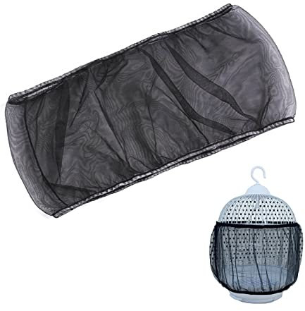 Vogelkäfig Abdeckung, Verstellbarer Vogelkäfig Netz, Abdeckungen für Vogelkäfige, Vogelkäfig Schutznetz Mesh Rock, Mesh Seed Catcher Käfigabdeckung Belüftet für Vogelfutter Kleintiere (Schwarz, M)